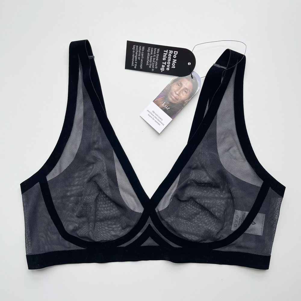 NEW Eby Sheer Mesh Bralette Black Large